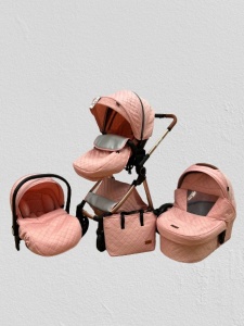 Carucior 3 In 1, Scoica, Landou si Sport, Reversibil Si Cu Suspensii T6, Roz