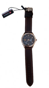Ceas Curren Black, Curea Piele Ecologica Maro - Img 2