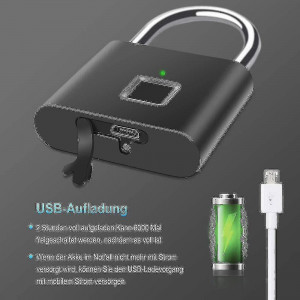 Lacăt Smart cu Amprenta, Fingerprint Lock, cu incarcare USB, Ip 65 - Img 5