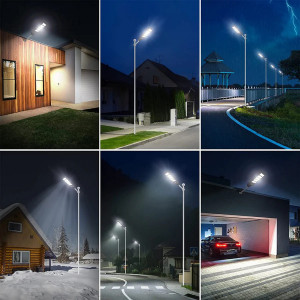 Lampa Solara Jortan Dreptunghiulara, 600W, 6 Celule Duble, Telecomanda Inclusa - Img 2