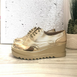 Pantofi Casual Cu Talpa Inalta DQ050 GOLD R1/10/3 - Img 3