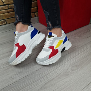 Pantofi Sport YF120-1 WHITE/R.BLUE/RED R2/5/3 - Img 3