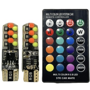 Set 2 Becuri T10 LED auto, masina, 12V, LED RGB Auto Cu Telecomanda