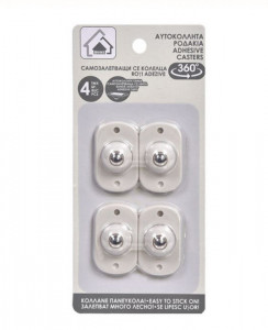 Set 4 roti din plastic, adezive, alb, greutate maxima 8.5 kg, - Img 3