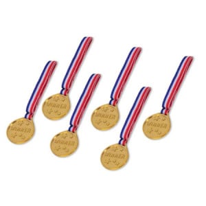 Set 6 medalii, panglica in 3 culori 30 cm, cu inscriptie Winner