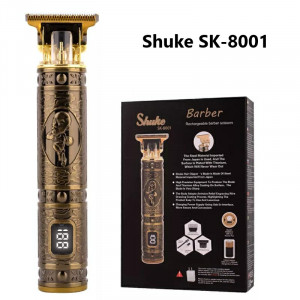 Aparat de tuns Vintage SK-8001, profesional, fara fir, Trimmer cu afisaj baterie pentru par si barba, - Img 1