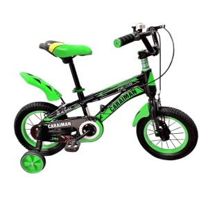 Bicicletă Caraiman, cu roți ajutătoare, roți 12 inch, cadru oțel, verde - Img 2