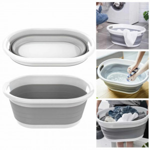 Cos de rufe, lighean silicon pliabil, 26L, alb/gri - Img 1