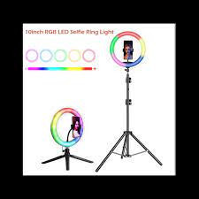 Lampa Circulara RGB Ring Diametru 26cm/10 Inch, LED, 3 Moduri de Lumina, 9 Trepte Reglaj, Multicolor - Img 6