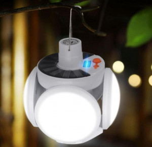 Lampa Solara Pliabila, 5 Moduri iluminare, Impermeabila, Alba, prindere cu Carlig