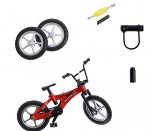 Mini Bicicleta de ghidat cu degetul pentru copii, Skatepark, dezvolta abilitatile cognitive control maini, cu piese de rezerva, Rosu - Img 2