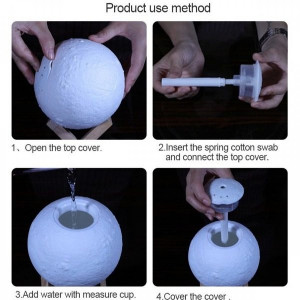 Moon 2 in 1 umidificator si lampa de veghe Moon Lamp Humidifier, - Img 2