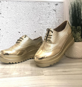 Pantofi Casual Cu Talpa Inalta DQ050 GOLD R1/10/3 - Img 1