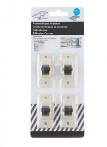 Set 4 roti din plastic, autocolante, alb, greutate maxima 8.5 kg, 4,7 x 2,4 x 1,8 cm - Img 3