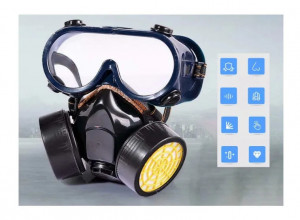SET Masca de protectie cu filtru de carbon activ Epica Star, pentru lucru in mediu chimic plus ochelari protectie - Img 2