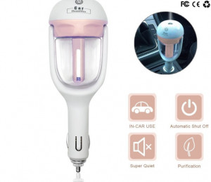 Umidificator Auto cu Aromaterapie si Purificator Aer, Roz - Img 2