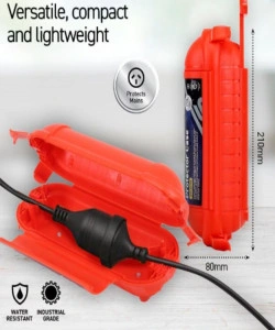 Carcasa de plastic portocalie pentru protectie priza, 21 x 8 cm, protectie IP44 - Img 5