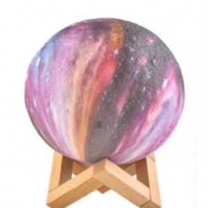 Cosmos Moon Lamp 3D Multicolora -Lampa in forma de luna, lumina LED multicoloră, stand lemn - Img 7