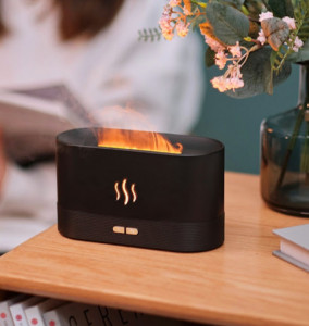 Difuzor, Umidificator Aer NEGRU, cu Design Flacara - Img 1