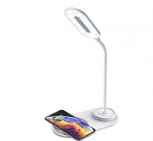 Lampa LED wireless, 3 moduri de lumina, 360°, Touch, wireless incarcare, USB, Alb - Img 1