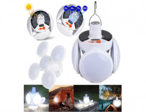 Lampa Solara Pliabila, 5 Moduri iluminare, Impermeabila, Alba, prindere cu Carlig - Img 5
