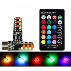 Set 2 Becuri T10 LED auto, masina, 12V, LED RGB Auto Cu Telecomanda - Img 5