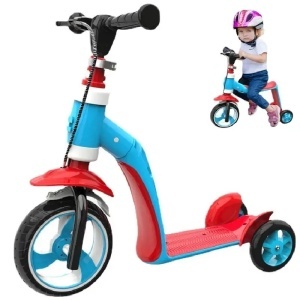 Trotineta, Tricicleta Action One, 2 in 1 Biker, Rosu-Albastru