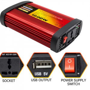 Invertor Auto Power Inverter 12V- to 220V~/50Hz, putere1000W - Img 4