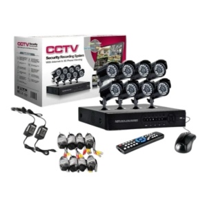 Kit de supraveghere cu 8 camere FULL CCTV HD, de interior/exterior Alb/negru