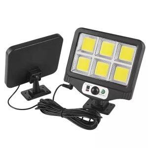 Lampa Solara cu Panou solar, W781-6, 120 COB LED, Cu Senzor de miscare si Telecomanda, Cablu 5 m, Panou solar ajustabil, Impermeabila