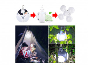 Lampa Solara Pliabila, 5 Moduri iluminare, Impermeabila, Alba, prindere cu Carlig - Img 6