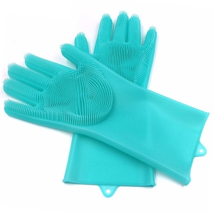 Manusi pentru curatenie, din silicon, multifunctionale, cu perii integrate, reutilizabile, antiaderente, protectie termica, Blue/ Albastru