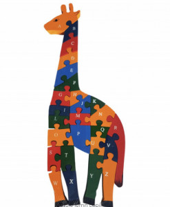 Puzzle Girafa, 3D din lemn pentru copii cu Alfabet si Cifre, 26 piese