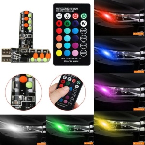 Set 2 Becuri T10 LED auto, masina, 12V, LED RGB Auto Cu Telecomanda - Img 2