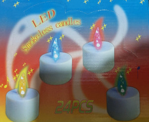 Set 24 Lumanari Colorate, din Plastic Alb, Decorative, Mici Cu Led 24/Set - Img 5