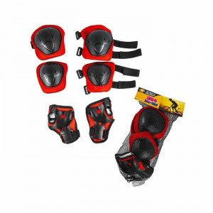 Set protectie Negru cu Rosu , genunchiere, cotiere