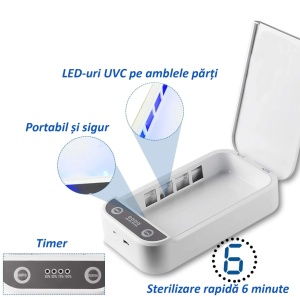 Sterilizator UVC 3 in 1 pentru obiecte mici, smartphone, functie aromaterapie, mufa USB - Img 11