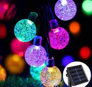 Instalatie Solara de exterior, cu 50 beculete LED, Model Globulete ca de Cristal , 7 jocuri de lumini