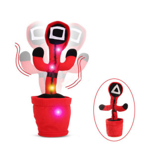 Jucarie cactus Squid Game pentru copii, Flippy, imita, canta, danseaza, 32 cm, rosu/negru, - Img 1