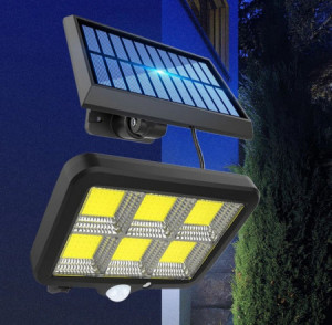 Lampa LED cu panou solar, Luminozitate 260 lm, Senzor de miscare si lumina crepuscular, Telecomanda, Cablu 5 m, Negru, XZ-F120 - Img 2