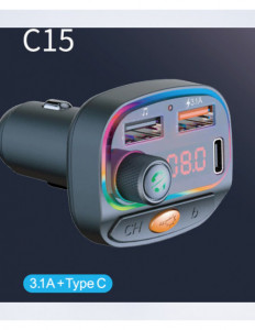 Modulator FM cu Bluetooth, 2 USB, Mp3, Redare USB/microSD, Functie Handsfree – C15 - Img 3