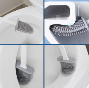 Perie Pentru WC din Silicon cu Suport Autoadeziv si Cap Flexibil - Img 7