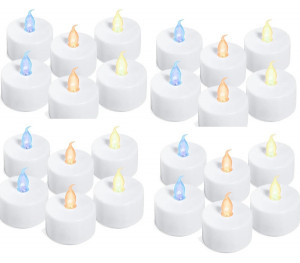Set 24 Lumanari Colorate, din Plastic Alb, Decorative, Mici Cu Led 24/Set - Img 1
