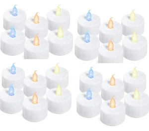 Set 24 Lumanari Colorate, din Plastic Alb, Decorative, Mici Cu Led 24/Set