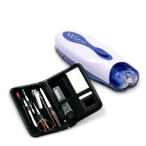 Set epilator si trusa de ingrijire personala, Wizzit, 2 trepte de viteza, Alb/Albastru