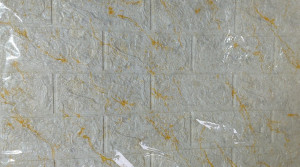 Tapet 3D, autoadeziv/autocolant, spuma moale, design modern, pentru interior, usor de curatat, rezistent la apa, dimensiuni 70 cm x 77 cm x 0,3 cm, design Caramida, Galben/Alb - Img 3