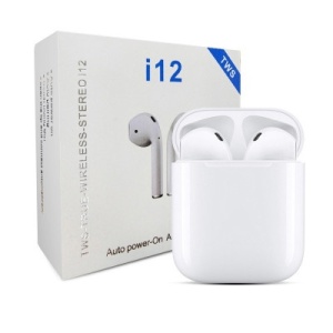 Casti Wireless i12 TWS, earbuds, bluetooth 5.0, Alb