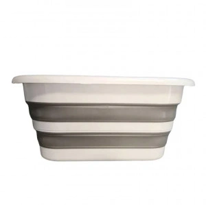 Cos de rufe, lighean silicon pliabil, 26L, alb/gri