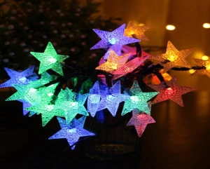 Instalatie Solara de exterior, cu 50 beculete LED, Model Stea cu cinci colturi, 7metri, Multicolor
