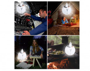 Lampa Solara Pliabila, 5 Moduri iluminare, Impermeabila, Alba, prindere cu Carlig - Img 8